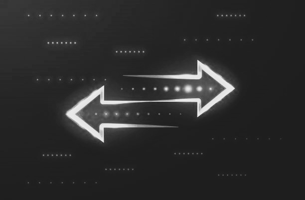 Schwarzweiss Bild zweier entgegengesetzte Pfeile