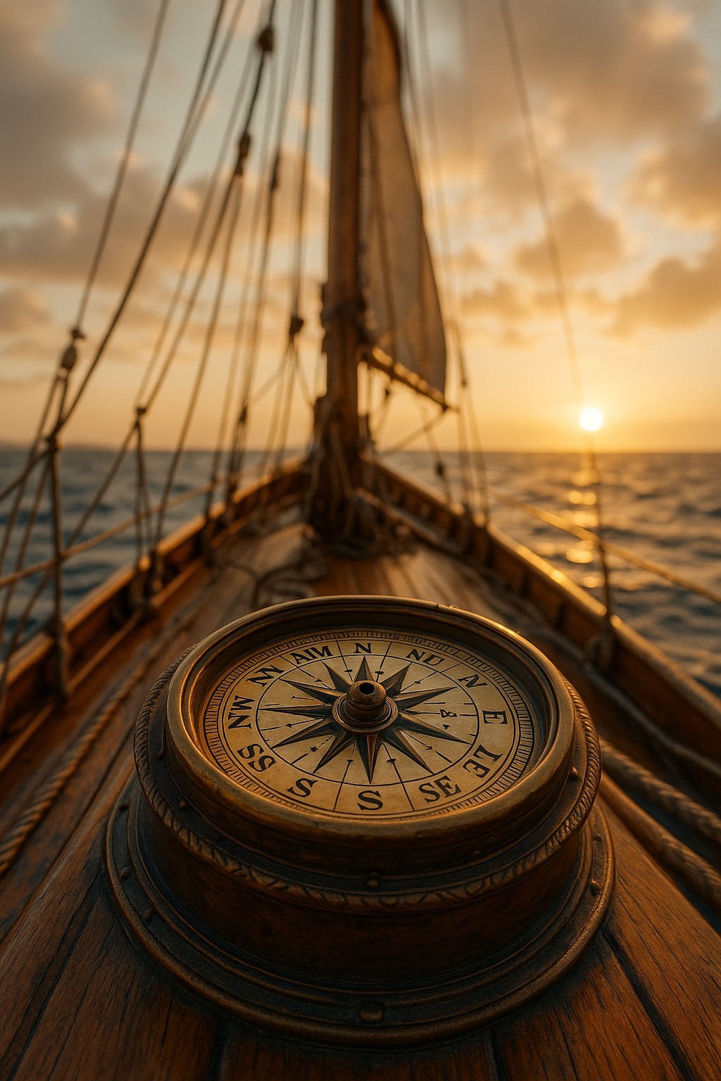 Segelschiff mit der Kompassrose